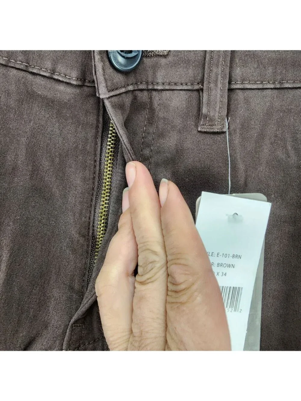 Jachs Pants Mens 30x34 Brown Stretch Mid Rise Straight Fit Slim Straight Leg *NW